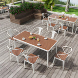 Espresso Wood Tone Square Metal Outdoor Coffee Table Image - 3