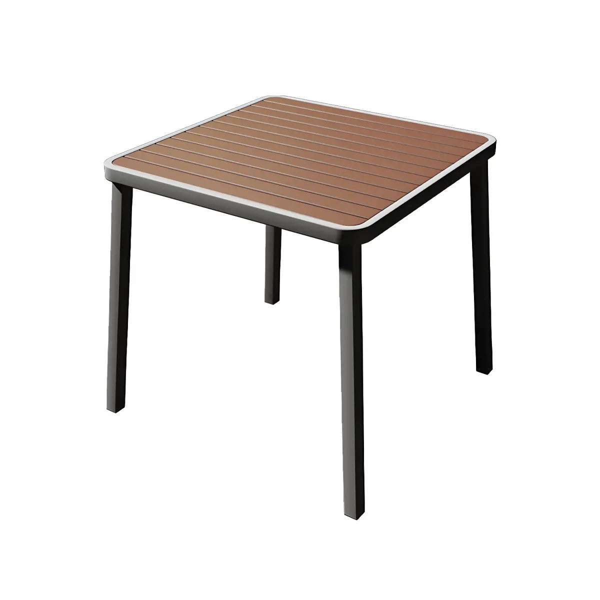 Espresso Wood Tone Square Metal Outdoor Coffee Table Image - 4