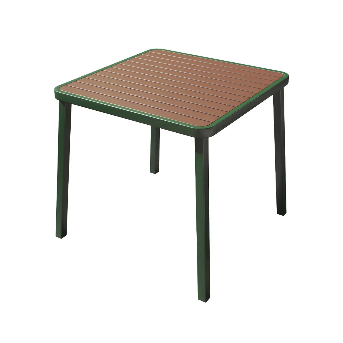 Espresso Wood Tone Square Metal Outdoor Coffee Table Image - 7