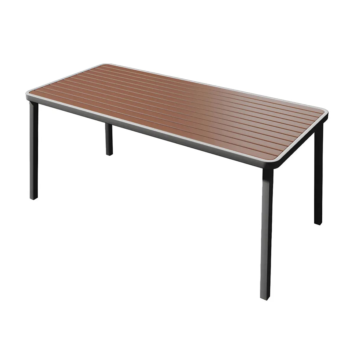 Espresso Wood Tone Square Metal Outdoor Coffee Table Image - 9