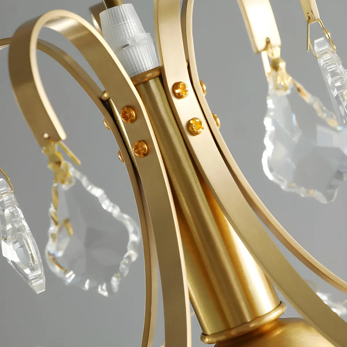 European Gold Curved Arm Crystal Dining Room Pendant Light Image - 4