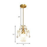 European Gold Curved Arm Crystal Dining Room Pendant Light #size