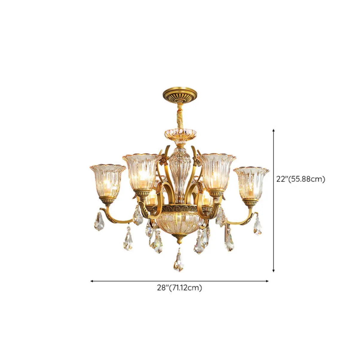 European Luxury Crystal Flower Dining Room Gold Chandelier 