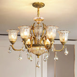 European Luxury Crystal Flower Dining Room Gold Chandelier Image - 6