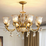 European Luxury Crystal Flower Dining Room Gold Chandelier Image - 7