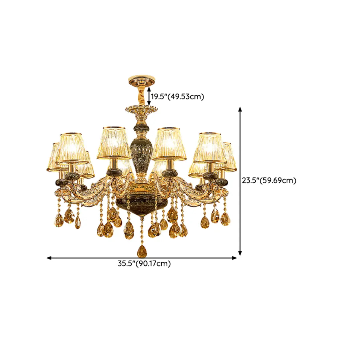 European Luxury Curved Ceramic Dining Room Gold Chandelier Image - 13