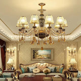 European Luxury Curved Ceramic Dining Room Gold Chandelier Image - 4