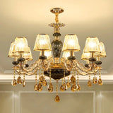 European Luxury Curved Ceramic Dining Room Gold Chandelier Image - 5