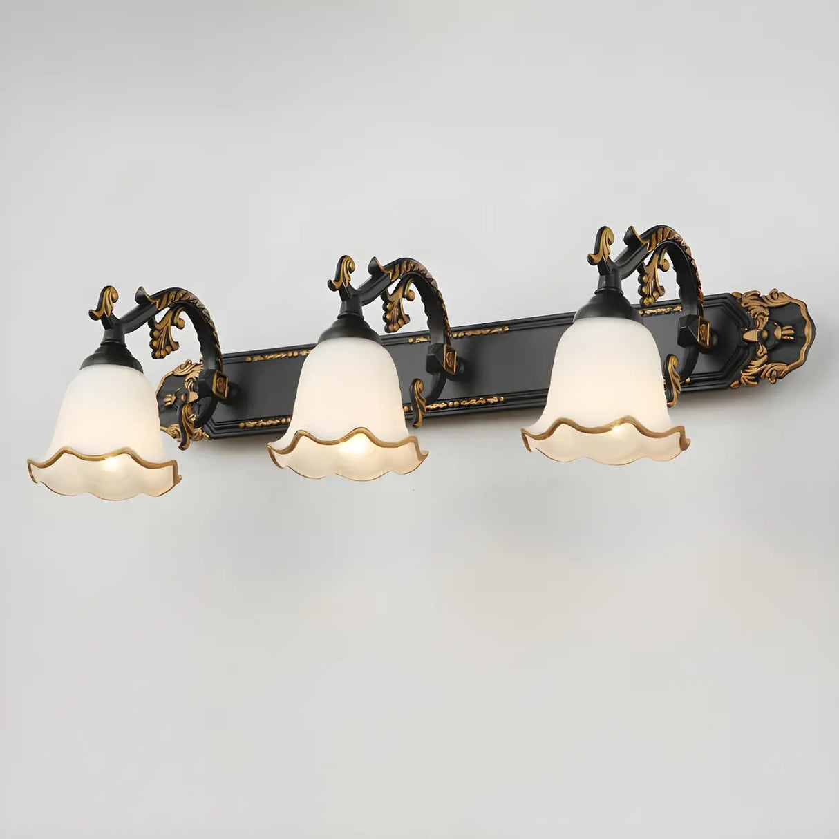 European Style Three-Light Floral White Vanity Light Image - 3