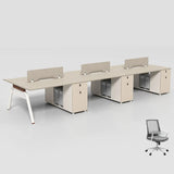 Executive Beige Wood Medium Office Desk Set with Cabinets Image - 15