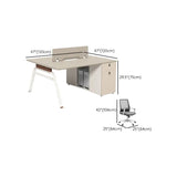 Executive Beige Wood Medium Office Desk Set with Cabinets Image - 19