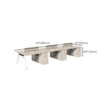 Executive Beige Wood Medium Office Desk Set with Cabinets Image - 22