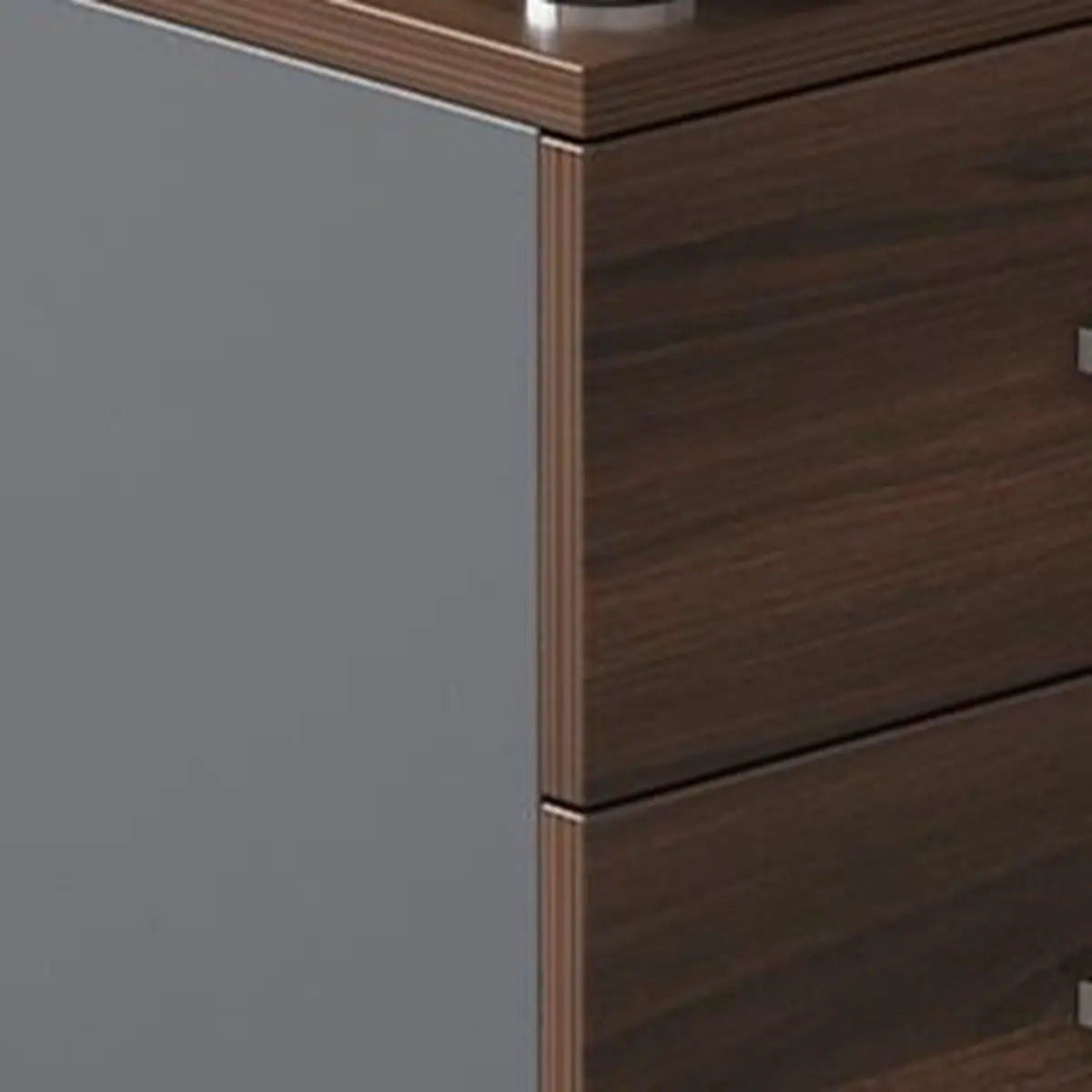 Executive Brown Wooden Cabinet Drawer Computer Desk Image - 11