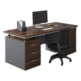 Executive Brown Wooden Cabinet Drawer Computer Desk Image - 9