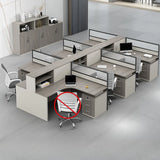 Executive L-Shaped Gray Wood Large Storage Office Desk Set Image - 12