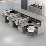 Executive L-Shaped Gray Wood Large Storage Office Desk Set Image - 14