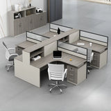 Executive L-Shaped Gray Wood Large Storage Office Desk Set Image - 15