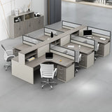 Executive L-Shaped Gray Wood Large Storage Office Desk Set Image - 19