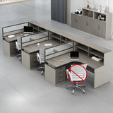 Executive L-Shaped Gray Wood Large Storage Office Desk Set Image - 7