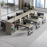 Executive L-Shaped Wood Gray Large Storage Office Desk Set Image - 6