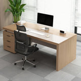 Executive Natural Rectangle Storage Wood Computer Desk Image - 1