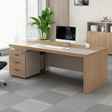 Executive Natural Rectangle Storage Wood Computer Desk Image - 4