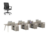 Executive Rectangular Wood Grain Desk Set with Cabinets Image - 5