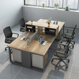 Executive Rectangular Wood Gray Storage Office Furniture Set Image - 4