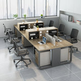 Executive Rectangular Wood Gray Storage Office Furniture Set Image - 6