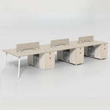 Executive Single Pedestal Wood White Storage Office Desk Set Image - 2