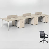 Executive Single Pedestal Wood White Storage Office Desk Set Image - 9