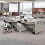 Executive Wood Gray Single Pedestal Storage Office Desk Set Image - 1