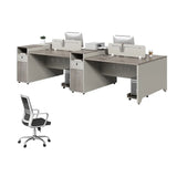 Executive Wood Gray Single Pedestal Storage Office Desk Set Image - 13