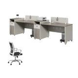 Executive Wood Gray Single Pedestal Storage Office Desk Set Image - 2