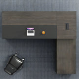 Executive Wood Shelf Cabinet L-Shape Computer Desk Image - 10