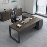 Executive Wood Storage Long Deep L-Shaped Computer Desk Image - 1