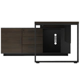 Executive Wood Storage Long Deep L-Shaped Computer Desk Image - 14