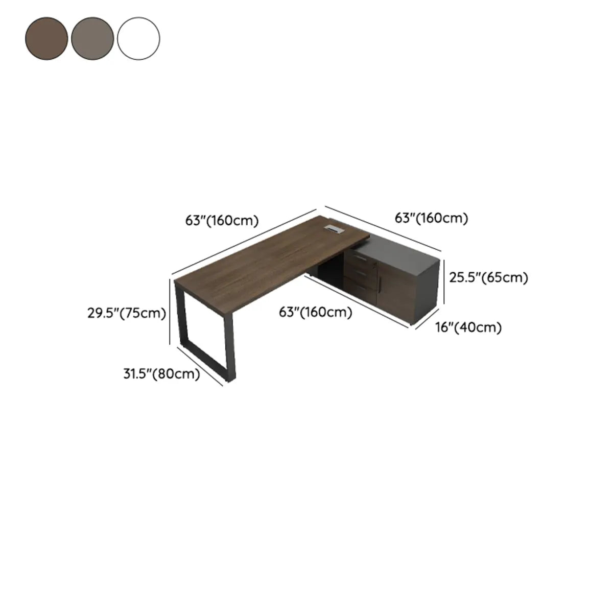 Executive Wood Storage Long Deep L-Shaped Computer Desk 