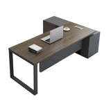 Executive Wood Storage Long Deep L-Shaped Computer Desk Image - 2