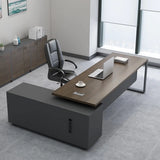 Executive Wood Storage Long Deep L-Shaped Computer Desk Image - 6