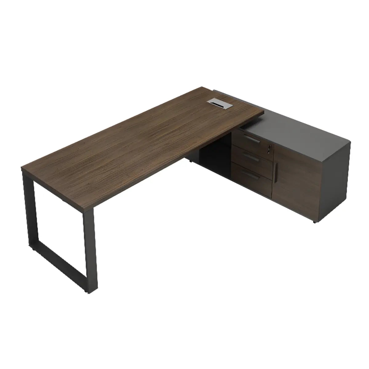 Executive Wood Storage Long Deep L-Shaped Computer Desk Image - 8