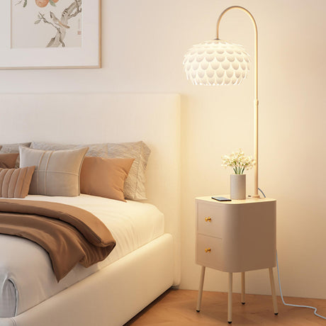 Exquisite Bedside Dome Floor Lamp with Storage Shelf Image - 1