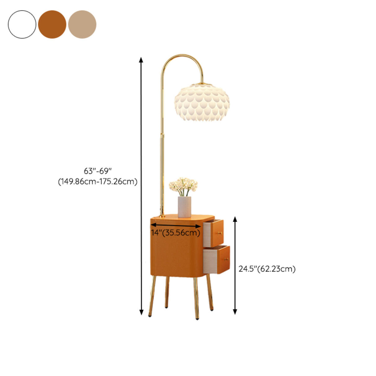 Exquisite Bedside Dome Floor Lamp with Storage Shelf 