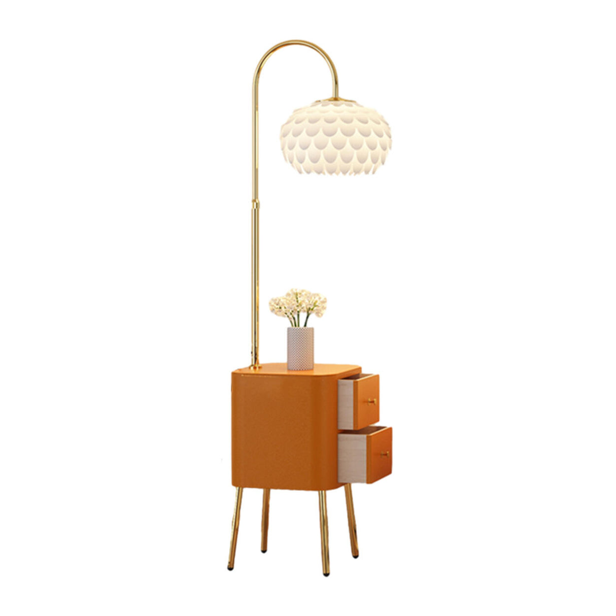 Exquisite Bedside Dome Floor Lamp with Storage Shelf Image - 5