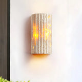 Exquisite Beige Cylinder Stone Exterior LED Wall Lamp Image - 1