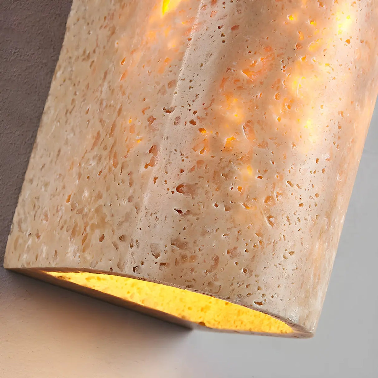 Exquisite Beige Cylinder Stone Exterior LED Wall Lamp Image - 13