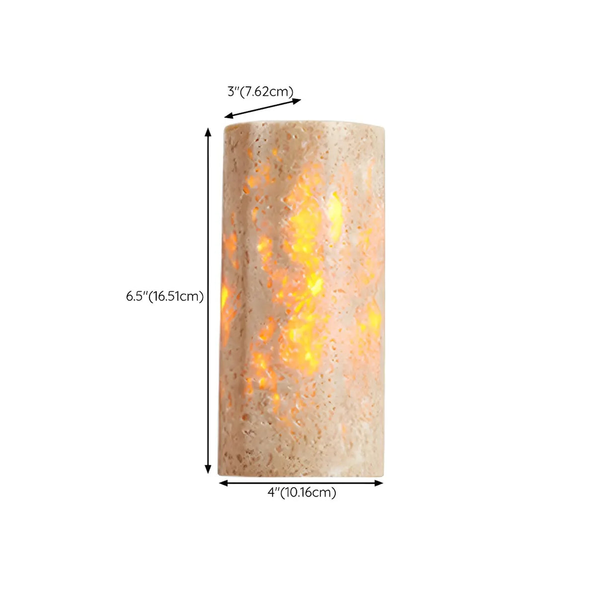 Exquisite Beige Cylinder Stone Exterior LED Wall Lamp 