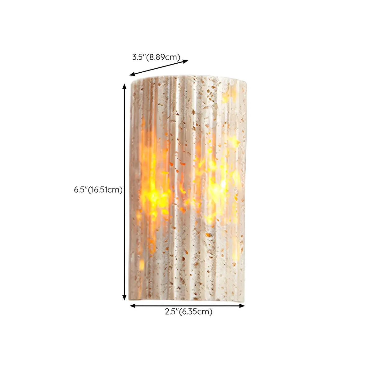 Exquisite Beige Cylinder Stone Exterior LED Wall Lamp Image - 17