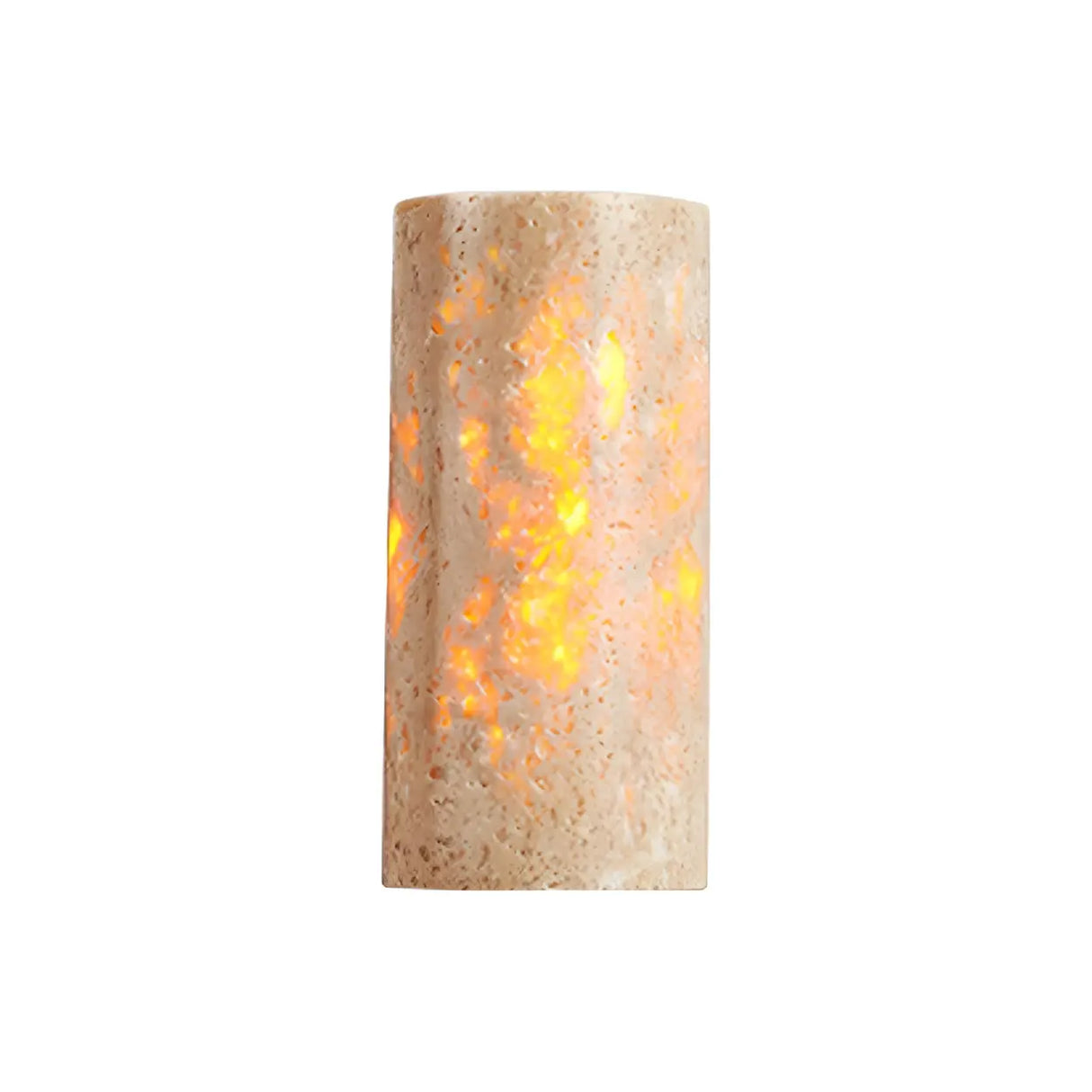 Exquisite Beige Cylinder Stone Exterior LED Wall Lamp Image - 5