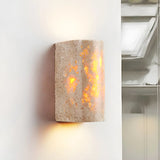 Exquisite Beige Cylinder Stone Exterior LED Wall Lamp Image - 6